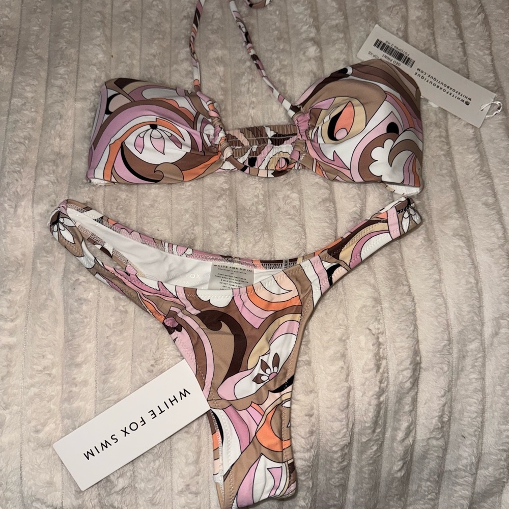 Pink and Brown Bikini Set